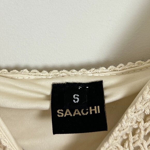SAACHI Diamond Crochet Knit Cover Up Dress in Ivory Size Small - Picture 6 of 13